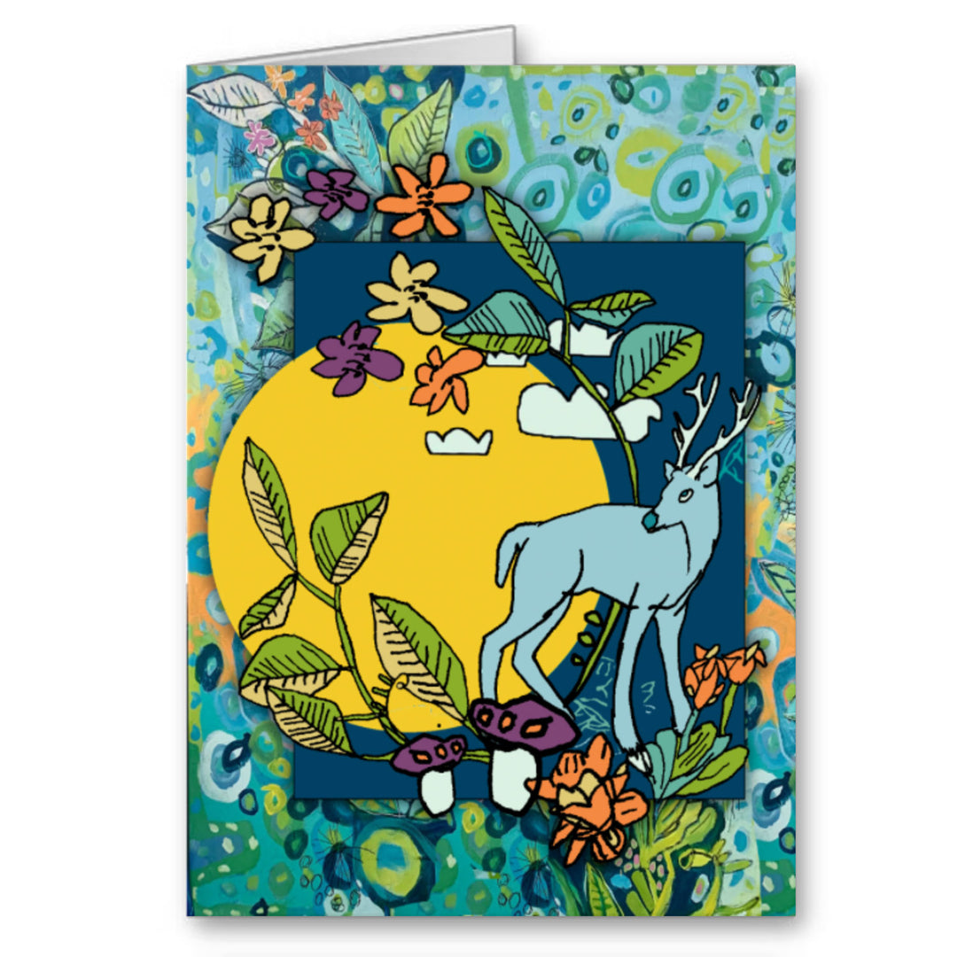 "Deer with Moon" Greeting Card