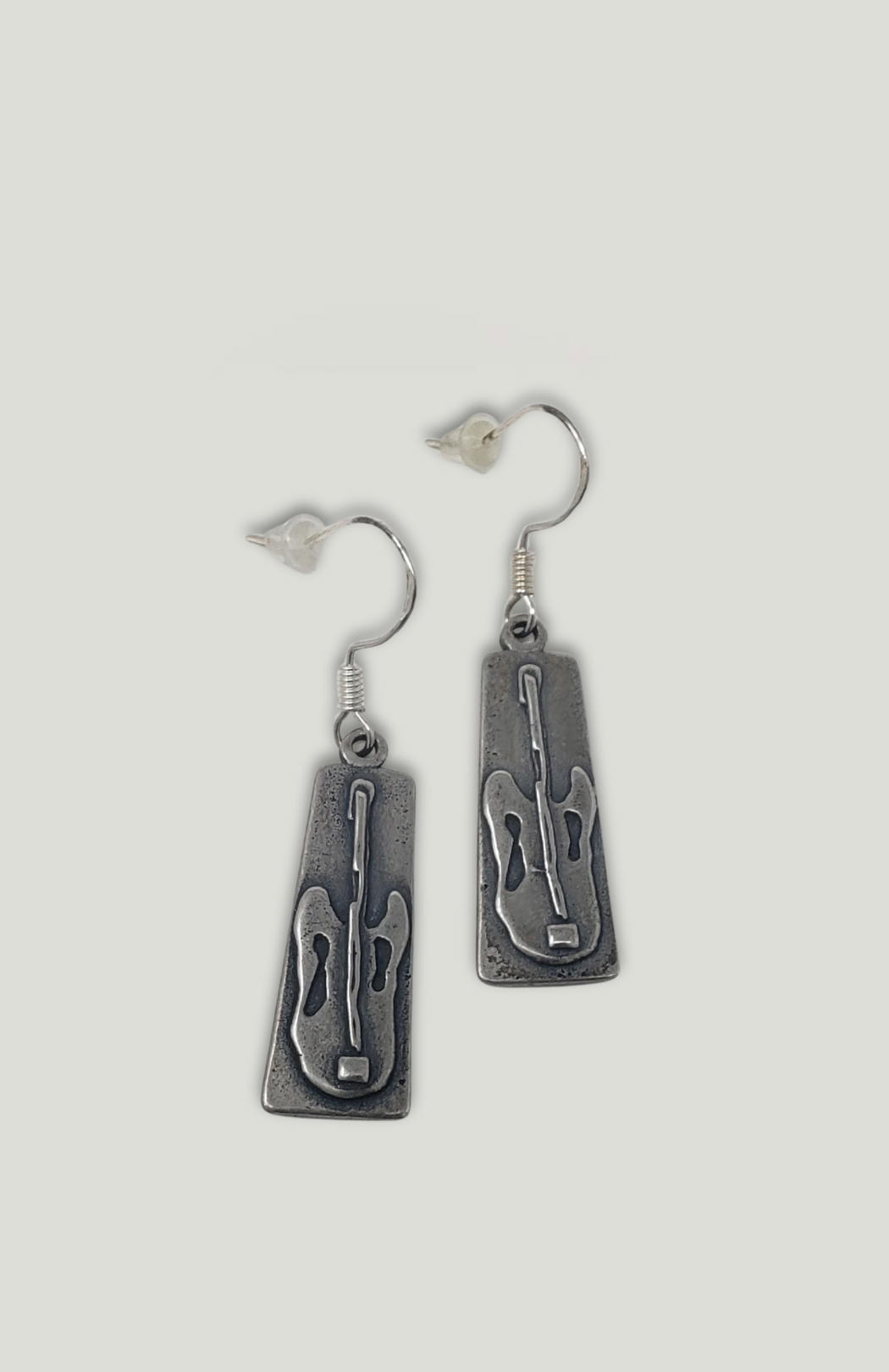 Silver Guitar Earrings