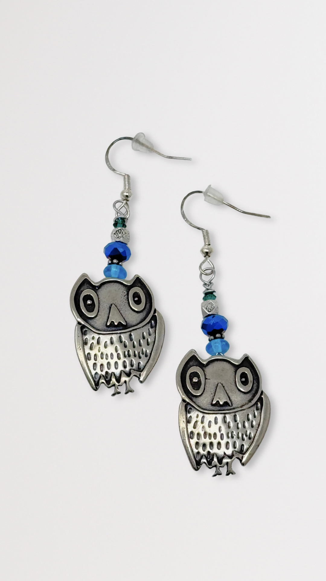 Beaded Bronze Owl Earrings