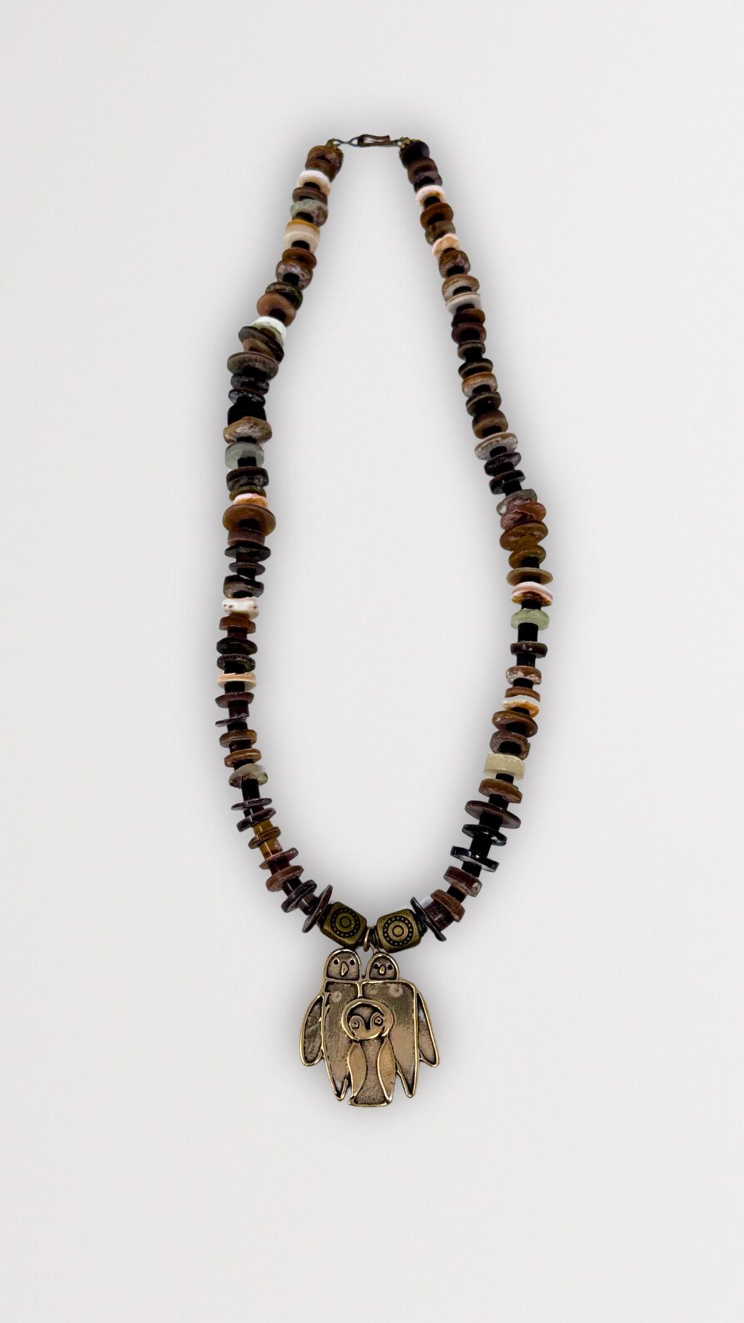 Beaded Necklace with Bronze Turn It Gold Pendant