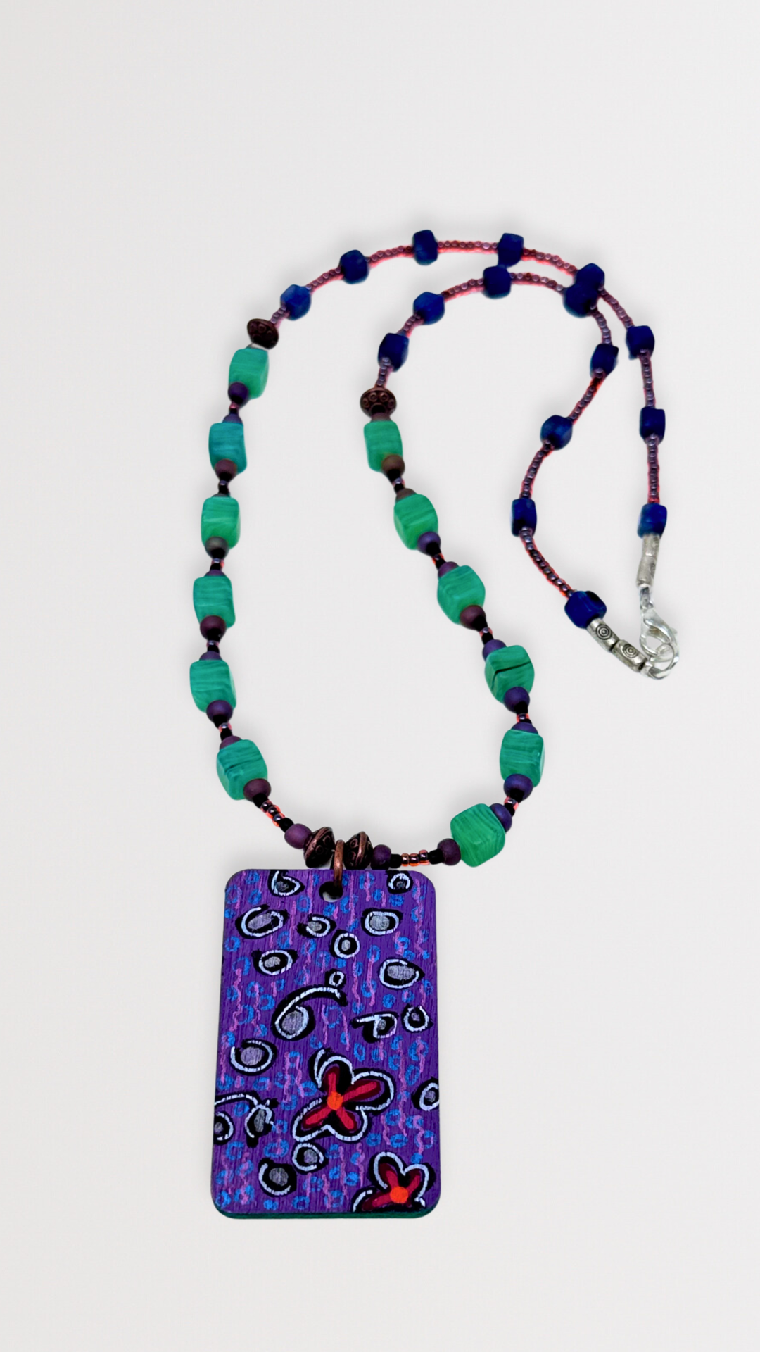 "Snail" Unique Hand-Painted Reversible Pendant Necklace