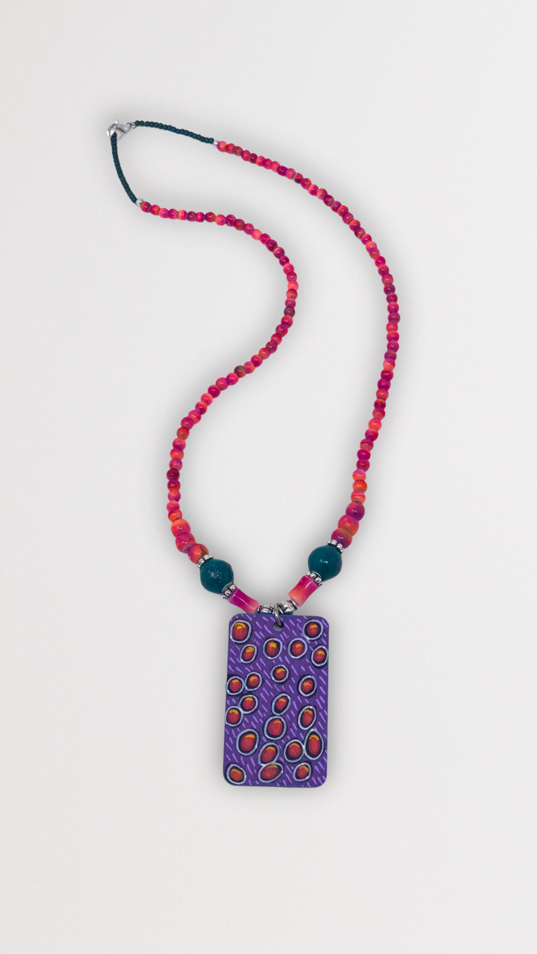 "Bubbles" Unique Hand-Painted Pendant Necklace