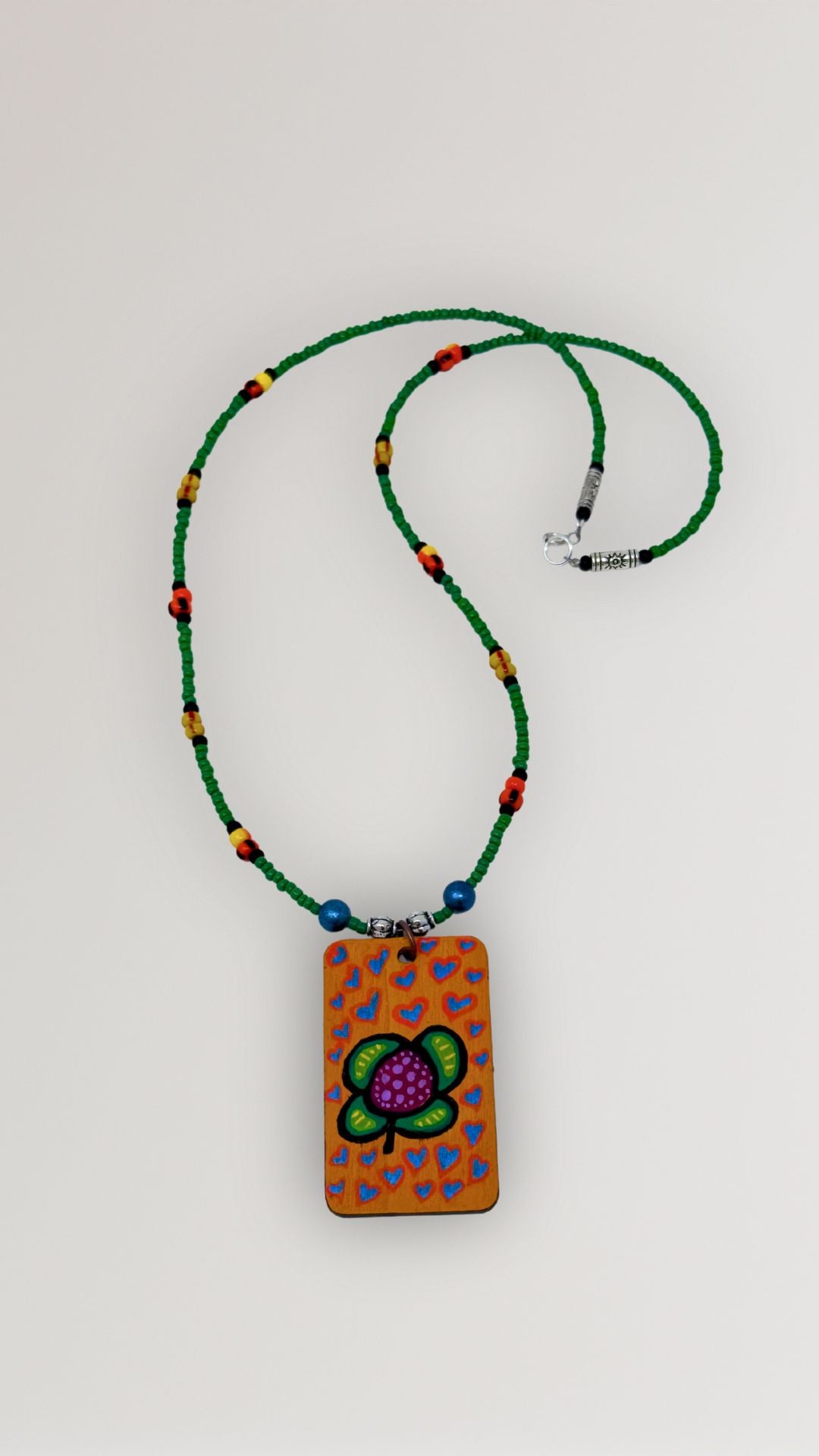 "Flower" Unique Hand-Painted Pendant Necklace