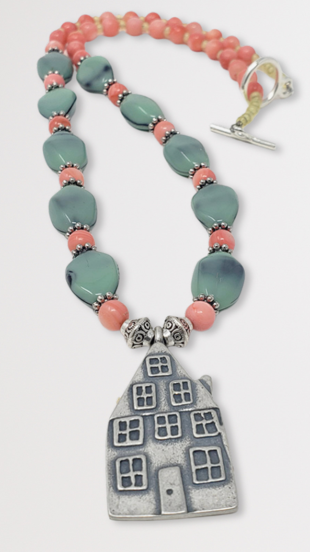 Beaded Necklace with House Charm