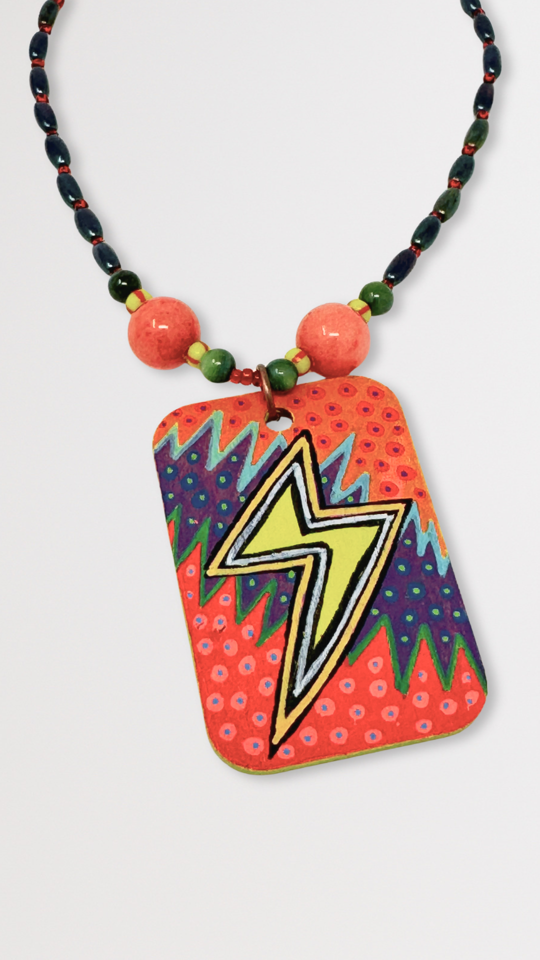 "Bolt" Unique Hand-Painted Pendant Necklace