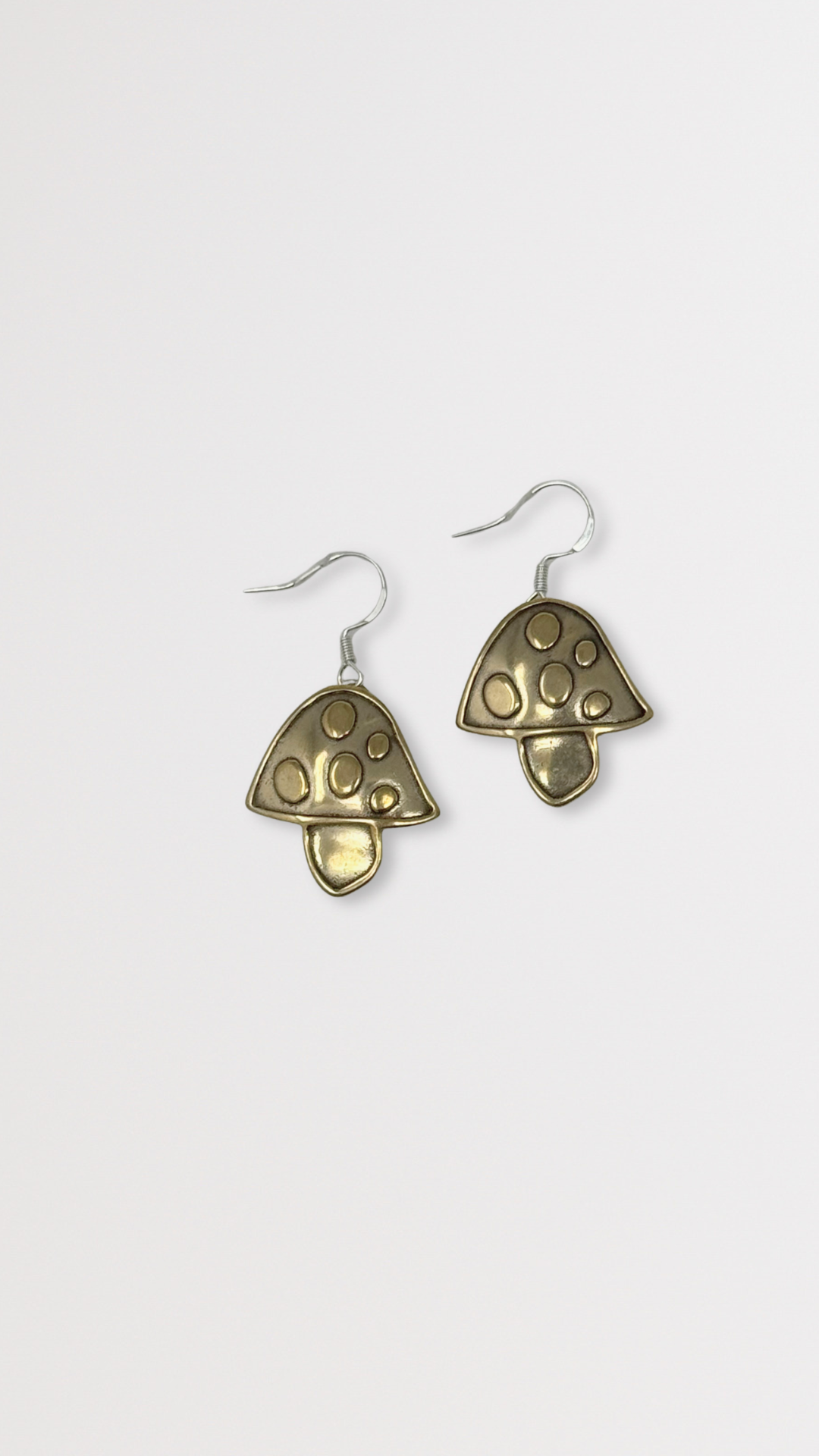 Mushroom Charm Earrings - Yellow Bronze