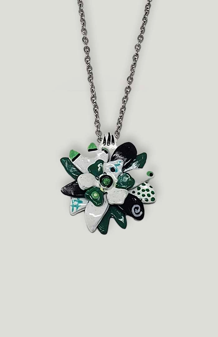 Hand Painted Pewter OU Necklace