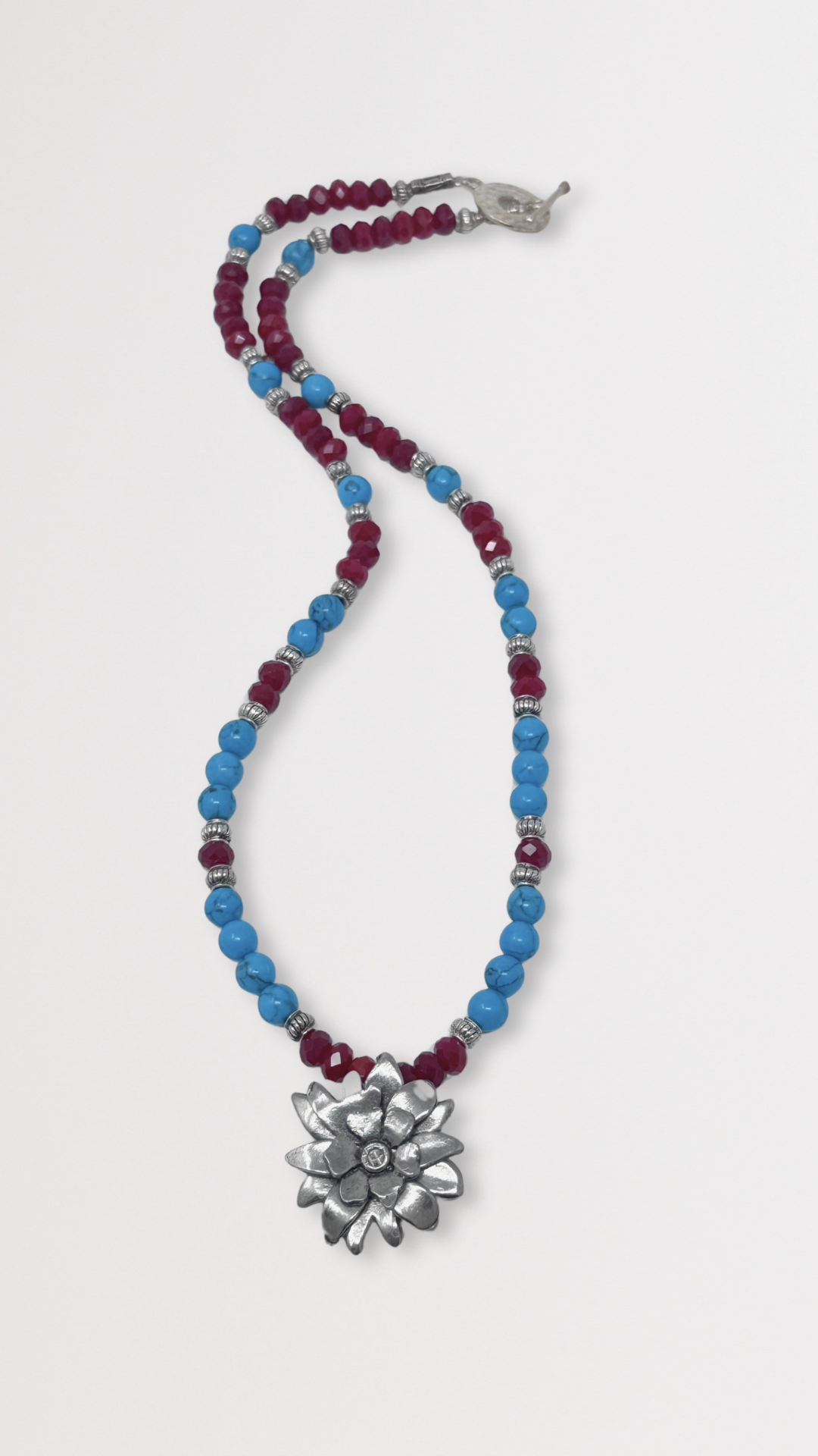 Beaded Necklace with Passion Flower Charm (Copy)