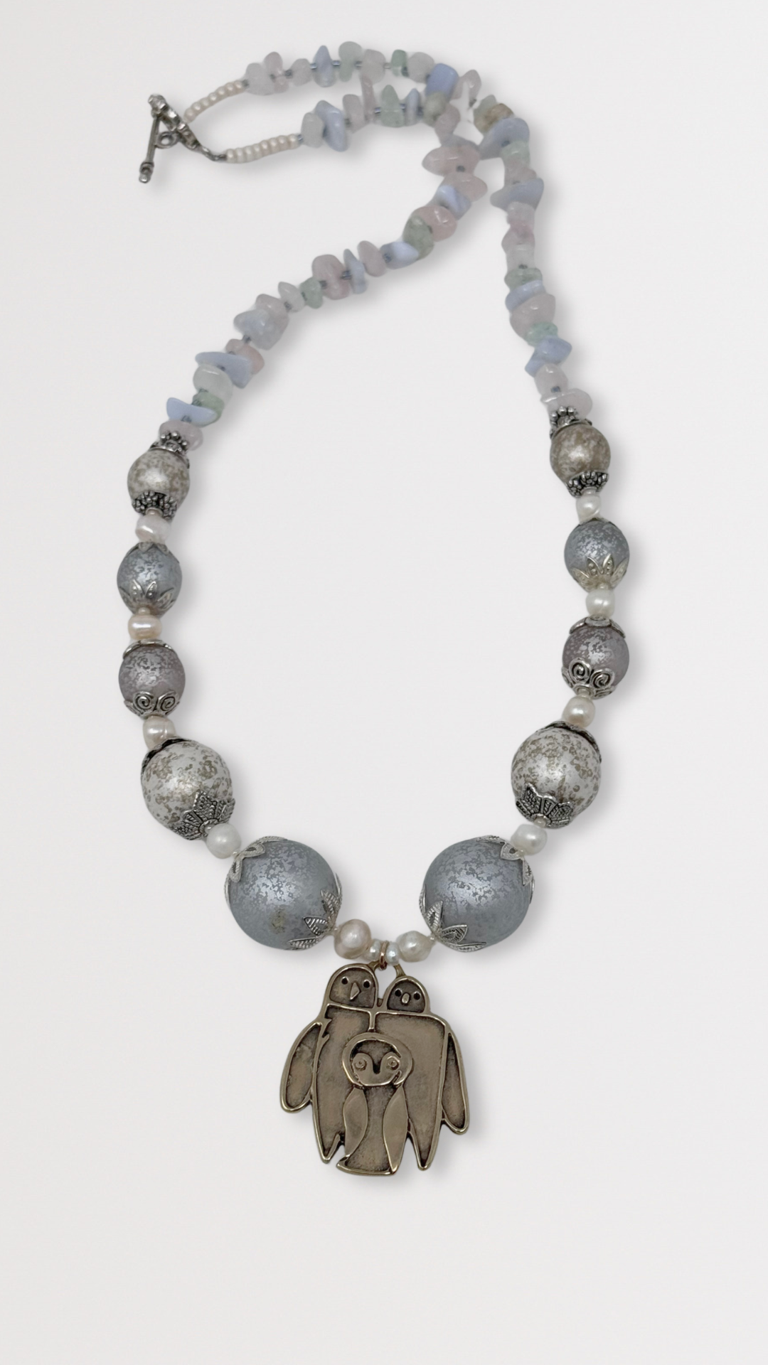 Beaded Necklace with Bronze Turn It Gold Pendant