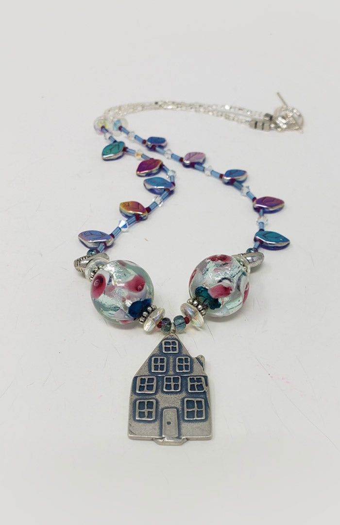 Beaded Necklace with House Charm