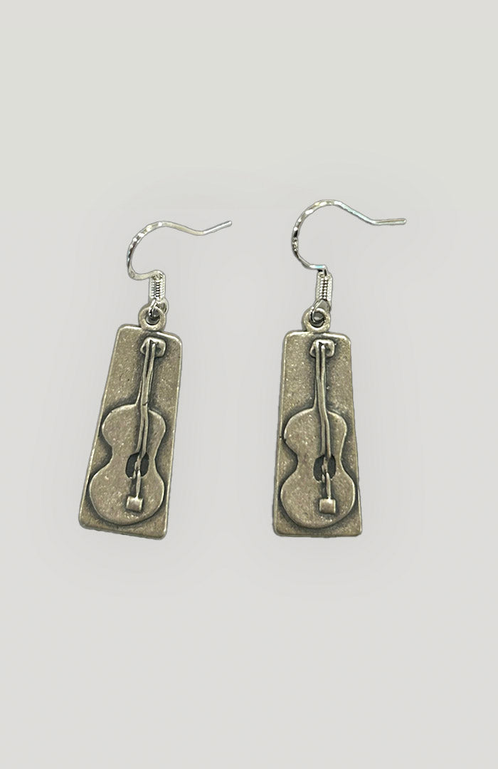 Silver Acoustic Guitar Earrings